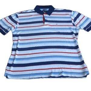 Tommy Hilfiger Blue and Red Striped Polo
